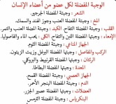 الوجبه المفضلــــــــــــــــــــــــــــــــة لكل عضو من اعضاء الجسم
