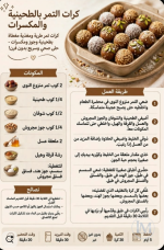 كرات التمر بالطحينة والمكسرات